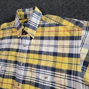 Wrangler Western‎ Shirt Mens XL Yellow Plaid Short Sleeve Vintage Flaws